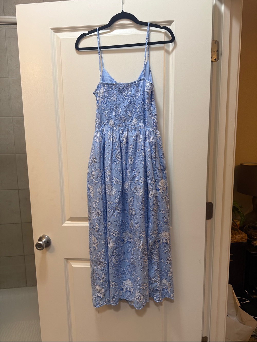 Roller Rabbit Light Blue Floral Smocked Maxi Dress